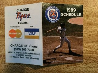 Detroit Tigers 1989 Pocket Schedule Alan Trammell Master Card/visa