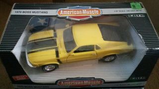 Vintage Ertl 1970 Ford Mustang Boss 302 Yellow 1:18 Diecast American Muscle Car
