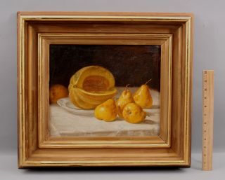 Antique John F Francis Fruit Still Life Oil Painting Cantaloupe Melon Pears,  Nr