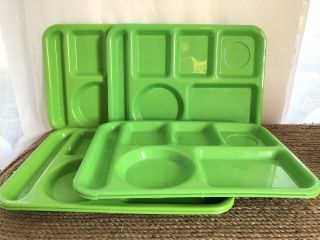 6 Vintage Silite 614 Divided School Cafeteria Lunch Food Trays Green