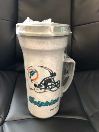 Vintage 1994 Nfl Miami Dolphins Plastic Thermo Mug Cup Hot Cold -