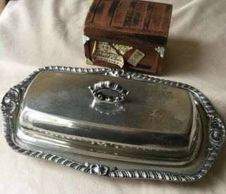 Vintage Silver Plated On Copper Butter Dish With Lid