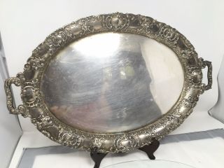 Vintage Sterling Silver 925 Serving Platter Tray 1730 Grams With Glass Insert