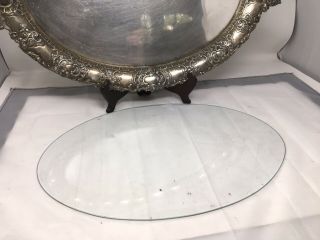 Vintage Sterling Silver 925 Serving Platter Tray 1730 Grams With Glass Insert 2