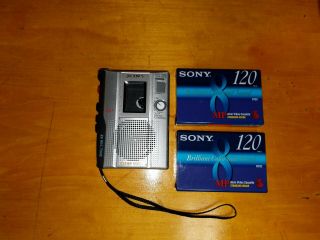Sony Tcm - 200dv Handheld Cassette Tape Dictation Voice Recorder - Vintage