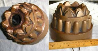 Od Old Vintage Antique Victorian Copper Hand Made Hammered Jello Jelly Cake Mold