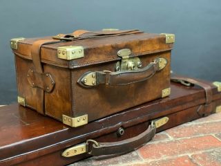 English Oak Leather & Brass Cartridge Case