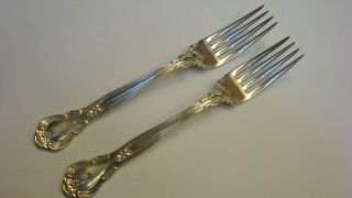 Two 2 Vtg Gorham Sterling Silver Dinner Forks Chantilly 7 " No Mono Old Mark