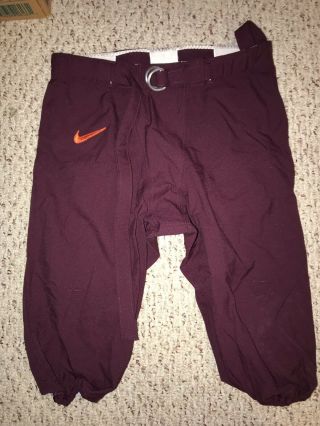 2014 Nike Virginia Tech Hokies Maroon Game Worn Football Pants Size 36