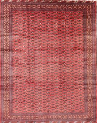 Vintage Geometric Bokhara Pakistan Oriental Area Rug Hand - Knotted Carpet 8 ' x11 ' 2