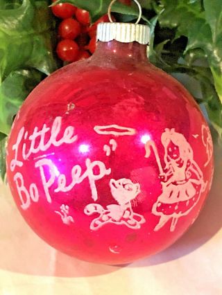 Vintage Little Bo Peep Stenciled Shiny Brite Nursery Rhyme Christmas Ornament