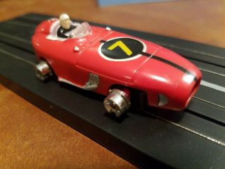 Vintage Ho Scale Aurora Tjet Indy Race Slot Car Red Runs