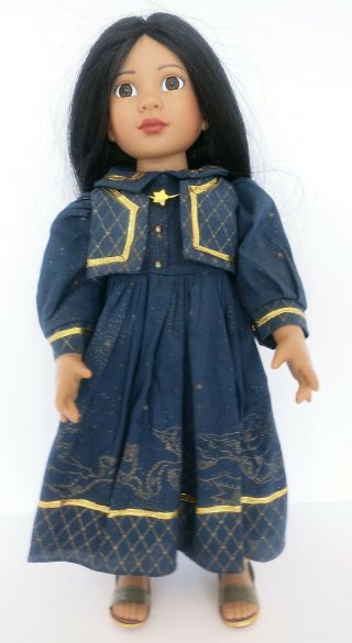 Vintage 1997 Magic Attic Club 18 " Rose Native American Doll W/ Navy & Gold Dress