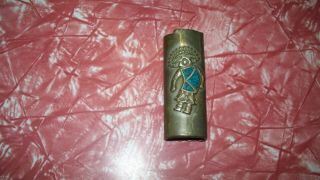 Vintage Sterling Silver And Turquoise Bic Lighter Case Kachina Figure