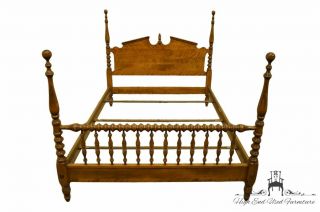 Ethan Allen Heirloom Nutmeg Maple Colonial Style Four Poster Full Size Bed 10.