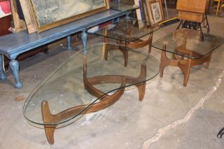 Vintage 1960s Teak & Plate Glass Coffee Table Set Of 3 Tables Very Rare Set