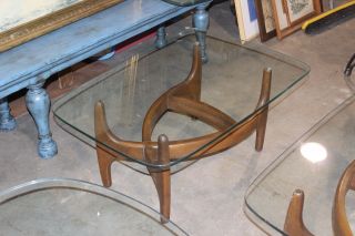 Vintage 1960s Teak & Plate Glass Coffee Table set of 3 Tables VERY RARE SET 3
