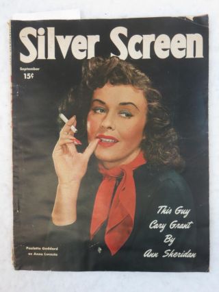 Vintage Silver Screen September 1949 Paulette Goddard Cover Photo Ronald Reagan