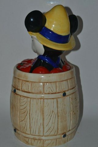 Vtg Farmer Mickey Mouse in Tomato Barrel Cookie Jar Treasure Craft Home Grown 3