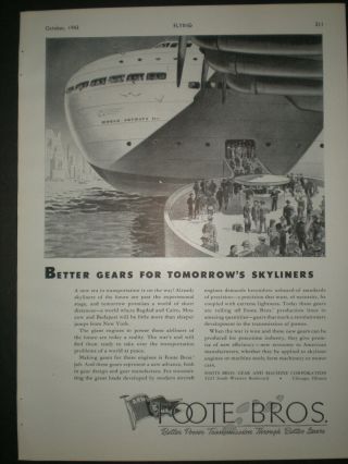 1943 Future Massive Airplane Futuristic Plane Vtg Foote Bros Trade Art Print Ad