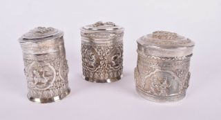 Very Fine Antique Indian Solid Silver Tea Caddy C1900 - 6 Of - 850g