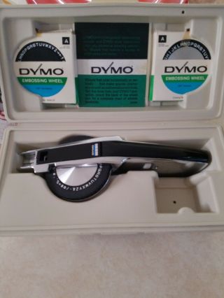 Vintage Dymo 1550 Chrome Tapewriter Embossing Tool Extra Wheels In Case