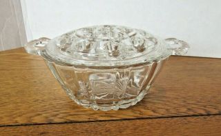 Vintage Pressed Glass Bowl With Scissor Frog