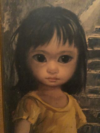 Vintage Girl Of China Walter/Margaret Keane Print Framed Name On Plaque Big Eyes 3