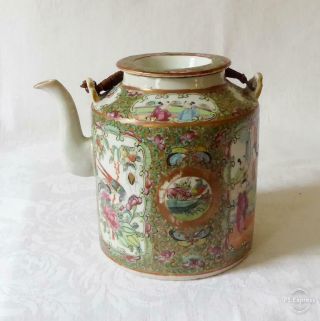 Antique 19th Century Chinese Canton Porcelain Tea Pot