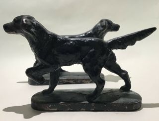 antique Retriever Dog cast iron Bookends early old dogs 2