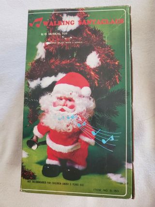 Vintage Walking Santa Claus B/o Musical Toy Plays 3 Christmas Songs Boxed (a2)