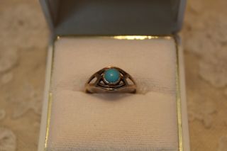 Rare Antique Ostby Barton Persian Turquoise 10k Ring Size 5