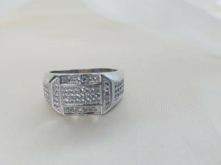 VINTAGE MEN ' S STERLING SILVER RHINESTONE RING SIZE 9 1/2 MARKED 925 2