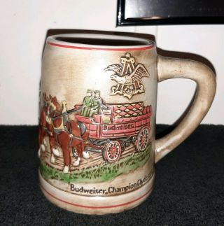 Vintage 1980 Ceramarte Anheuser - Busch Budweiser Clydesdale Horse Team Stein Mug