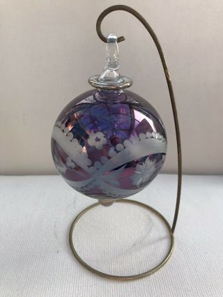 Vintage European Purple Art Glass Hand Blown Christmas Ornament