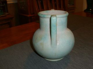 Vintage Burley Winter Pottery Light Blue/White Muncie Mold Two Handled Vase 2