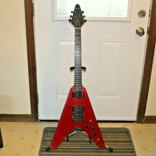 Vintage 1985 Gibson Usa Flying V Cardinal Red Electric Guitar With Hard Case
