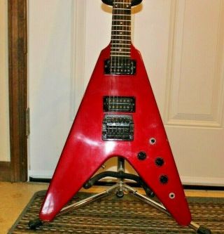 Vintage 1985 Gibson USA Flying V Cardinal Red Electric Guitar With Hard Case 3
