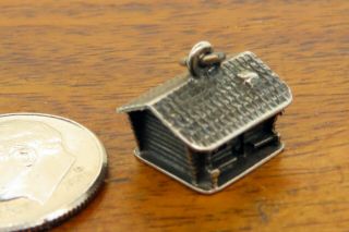 Vintage Silver Suomi Finland Country Log Cabin Cottage House Patina 3d Charm