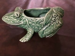 Vintage Mccoy Green Frog Pottery Planter,  8 - 1/4 " X 5 "