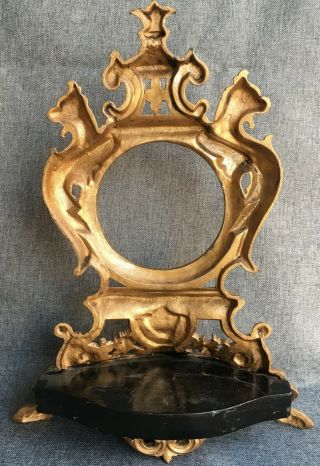 Antique french clock base made of regule gold tone early 1900 ' s chimeras lions 3