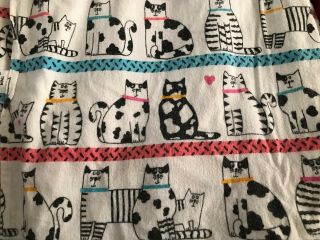 Vintage - Stevens - Cats - Twin Size Sheet Set - Cotton Flannel - Black/white Kitties