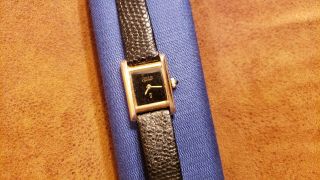 Vintage Mechanical Must De Cartier 17 Jewels 18k Gold Plated Hand Watch.  Runs