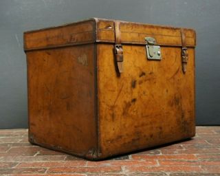 Stunning Extra Large Antique Leather Hatbox Trunk