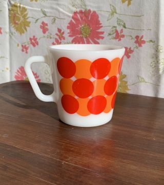 Rare Vintage Pyrex 1410 Mug - Red And Orange Dots