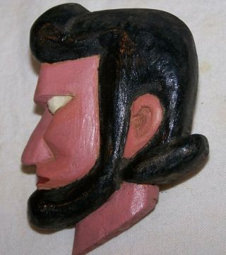 Vintage Wood Carved Boy Scout Neckerchief Slide - Painted Abe Lincoln - Abraham