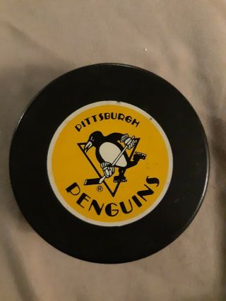 1985 - 92era Pittsburgh Penguins Nhl Vintage General Tire Ziegler Trench Game Puck