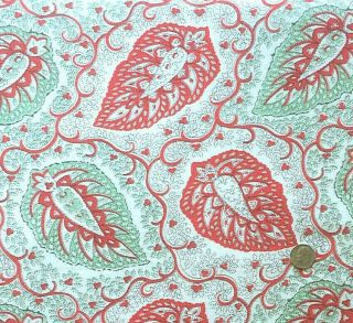 Vintage Full Feed Sack Layers Of Fancies In Red & Green Paisley Tones 37 " X 36 "