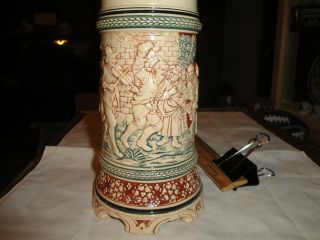 VINTAGE CERAMIC LIDDED GERZ BEER STEIN GERMANY,  9.  5 - INCHES TALL,  PERFECT,  12 2