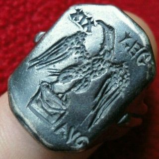 European Finds Ancient Roman Silver Seal Ring With Legionary Eagle Aquila